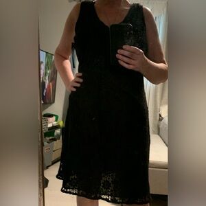 Ralph Lauren Black Eyelet Lace, Sleeveless Dress, Size 14, NWT